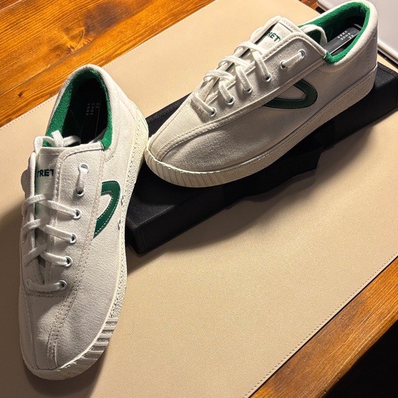 Tretorn White and Green Canvas Sneakers - Picture 2 of 7